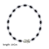 عصفور كريستال انسيال فضة تنس عيار 925 بتصميم ماركيز اسود مرصع بالزركون